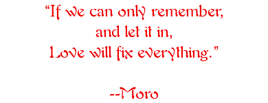 “If we can only remember, and let it in, Love will fix everything.”  --Moro